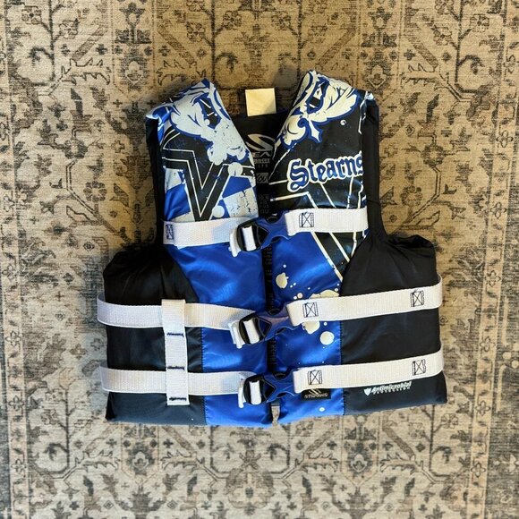 Stearns Ski Vest Youth Size 50-90 lbs Blue White Coastal Approved Type III PFD - Picture 9 of 9